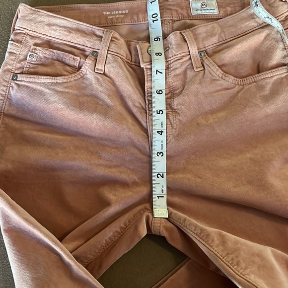 Ag Adriano Goldschmied NWT Super Skinny Velvet Leggings Rose Gold- Size 27R - Picture 8 of 14